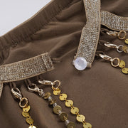 Taupe Butterfly Chain Backless Dress