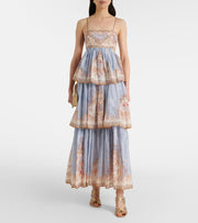 Printed 3-Tiered Ruffle Maxi Dress