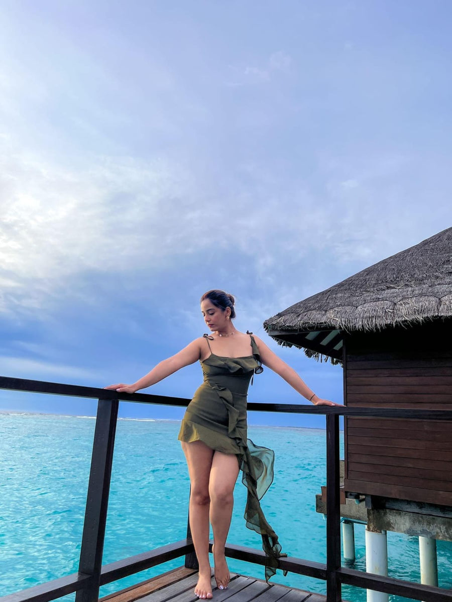 Green layer Dress