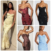 Embroidered Long Dress Brown