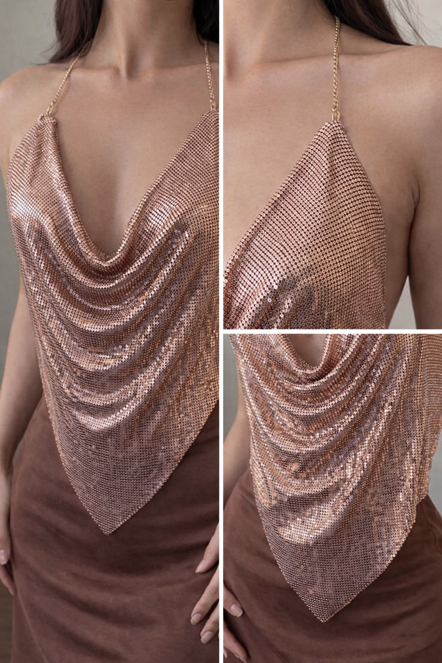 Shimmering Halter Neck Top