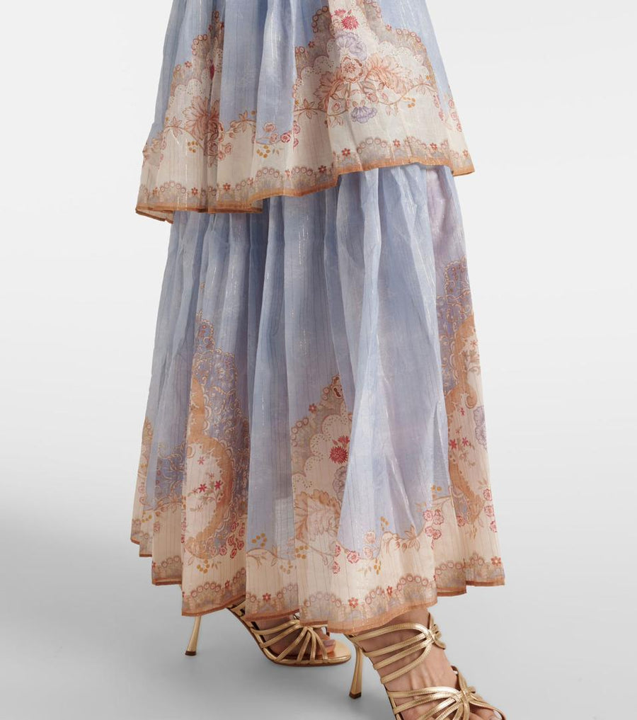 Printed 3-Tiered Ruffle Maxi Dress