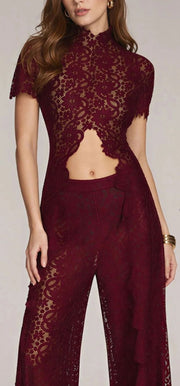 Burgundy Lace Coord Set