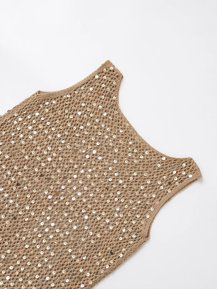 Khaki Sequin tank top