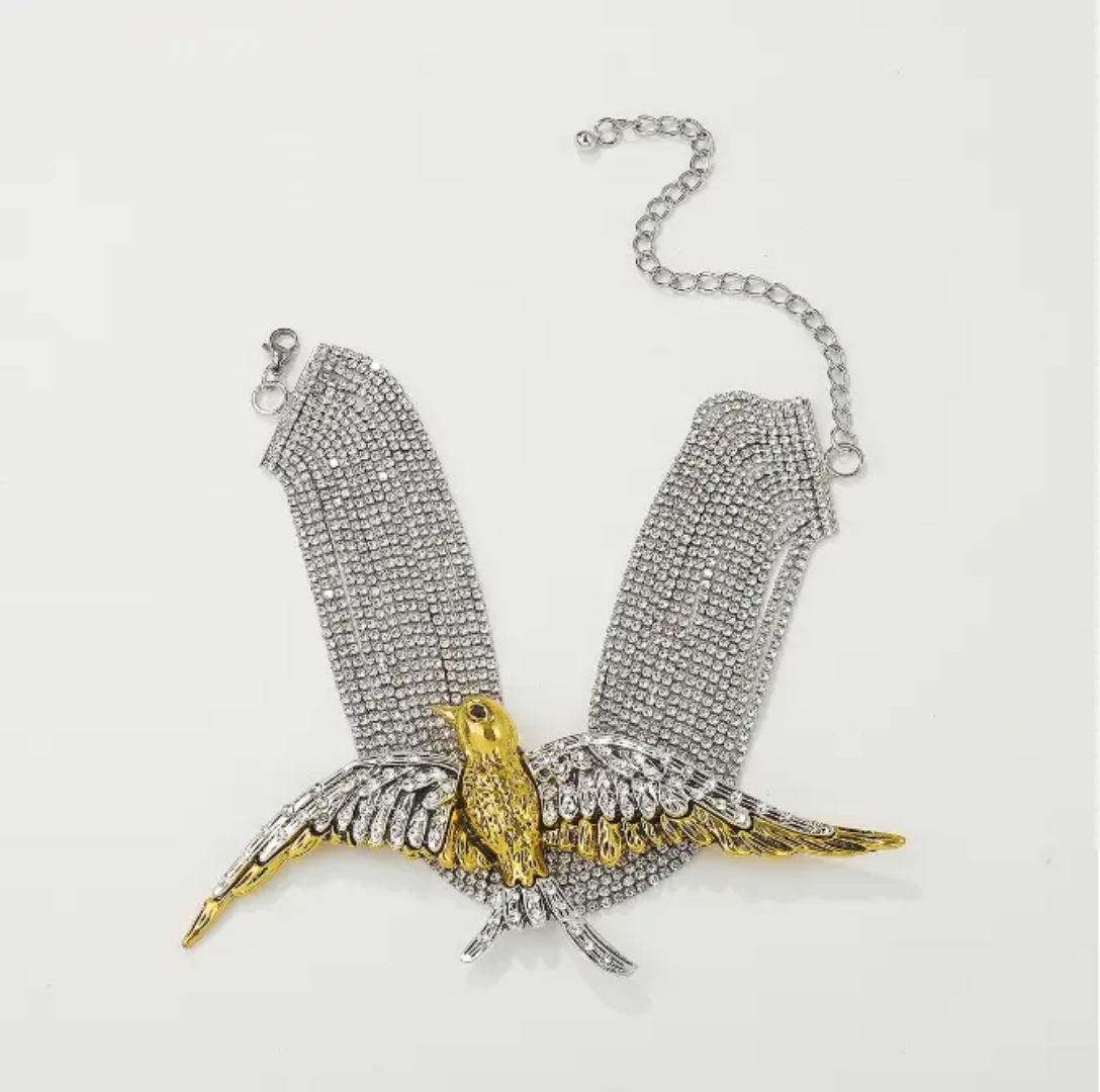 Rhinestone Bird  Necklace