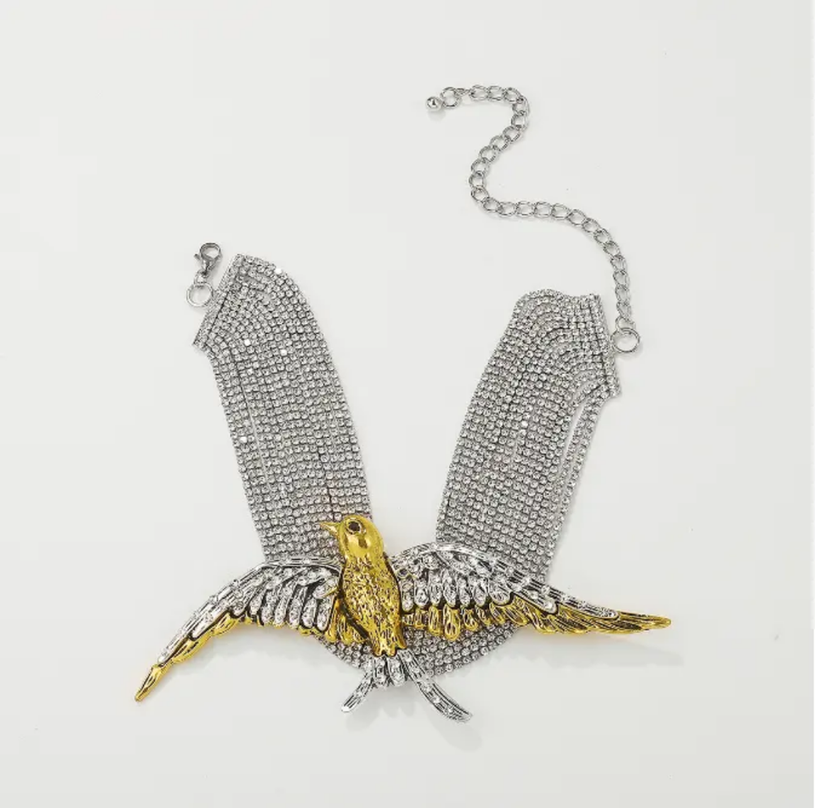 Rhinestone Bird  Necklace