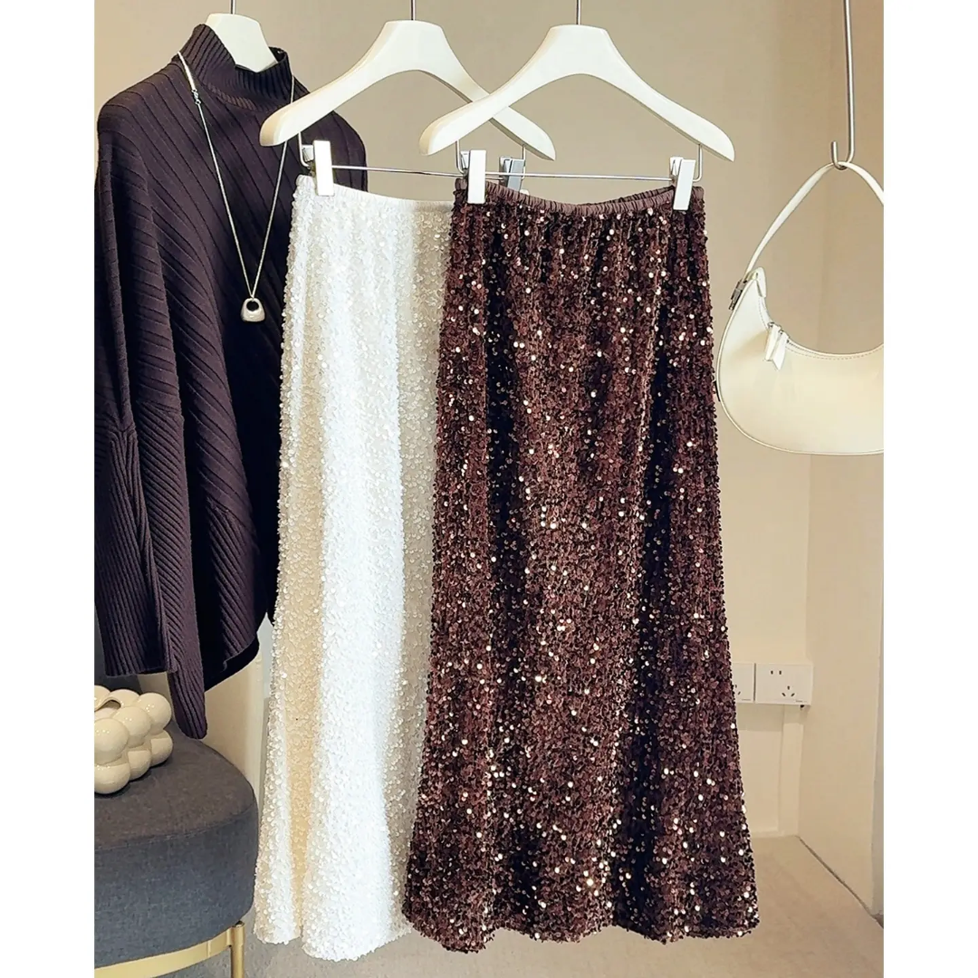 Velvet Sequined Long Skirts