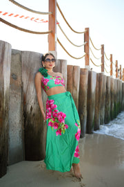 Pink And Green Bloom 3- Piece Swimsuit Set