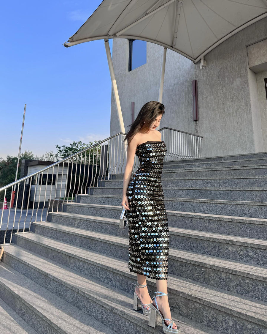 Black Sequined Siren Dress