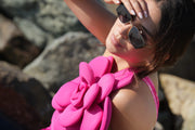 Pink One Shoulder Big Flower  Beachwear