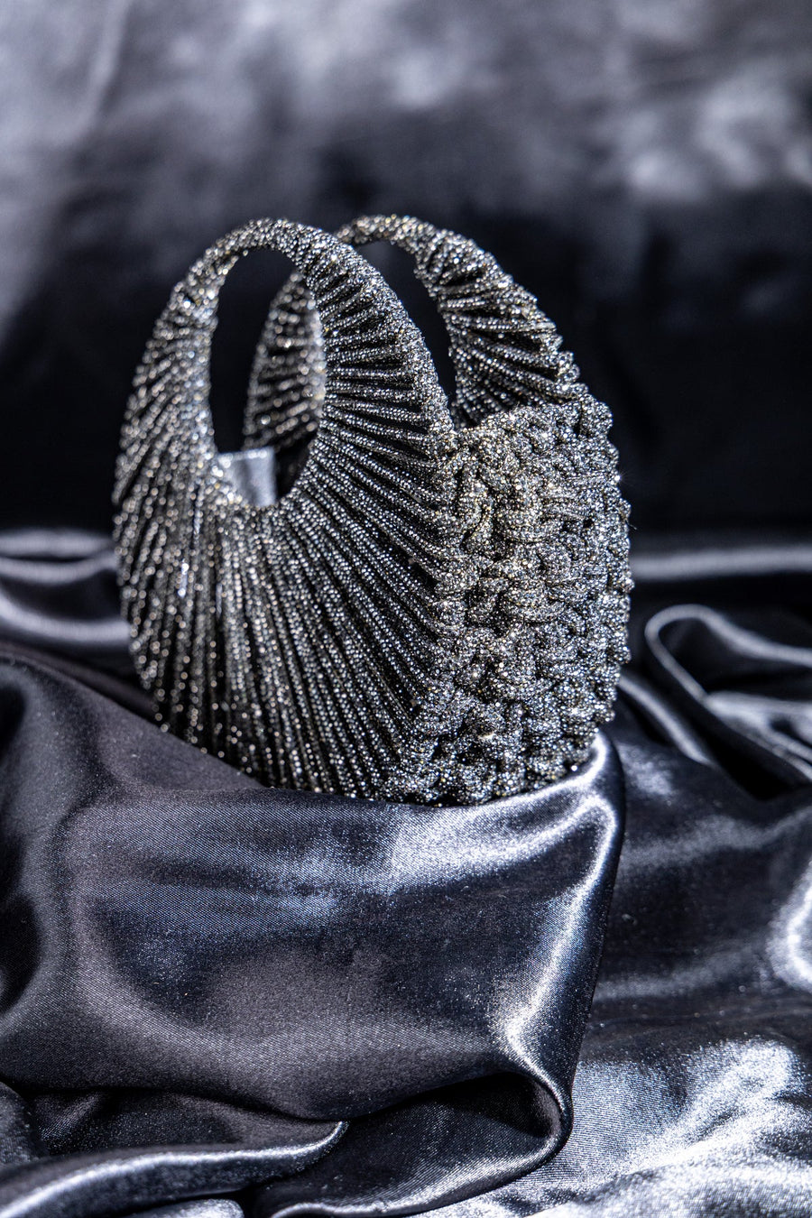 Rhinestone Silver String Bag