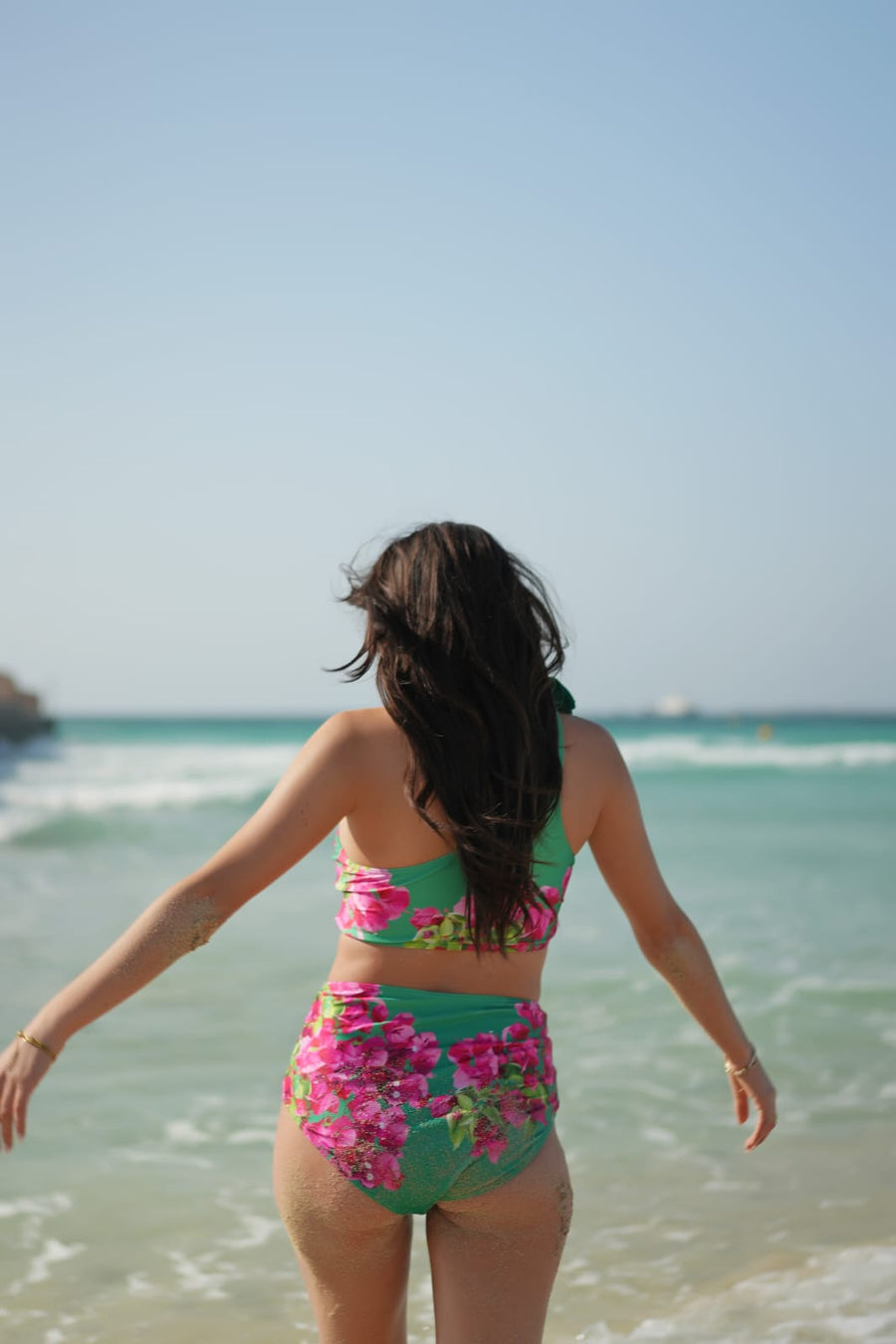 Pink And Green Bloom 3- Piece Swimsuit Set