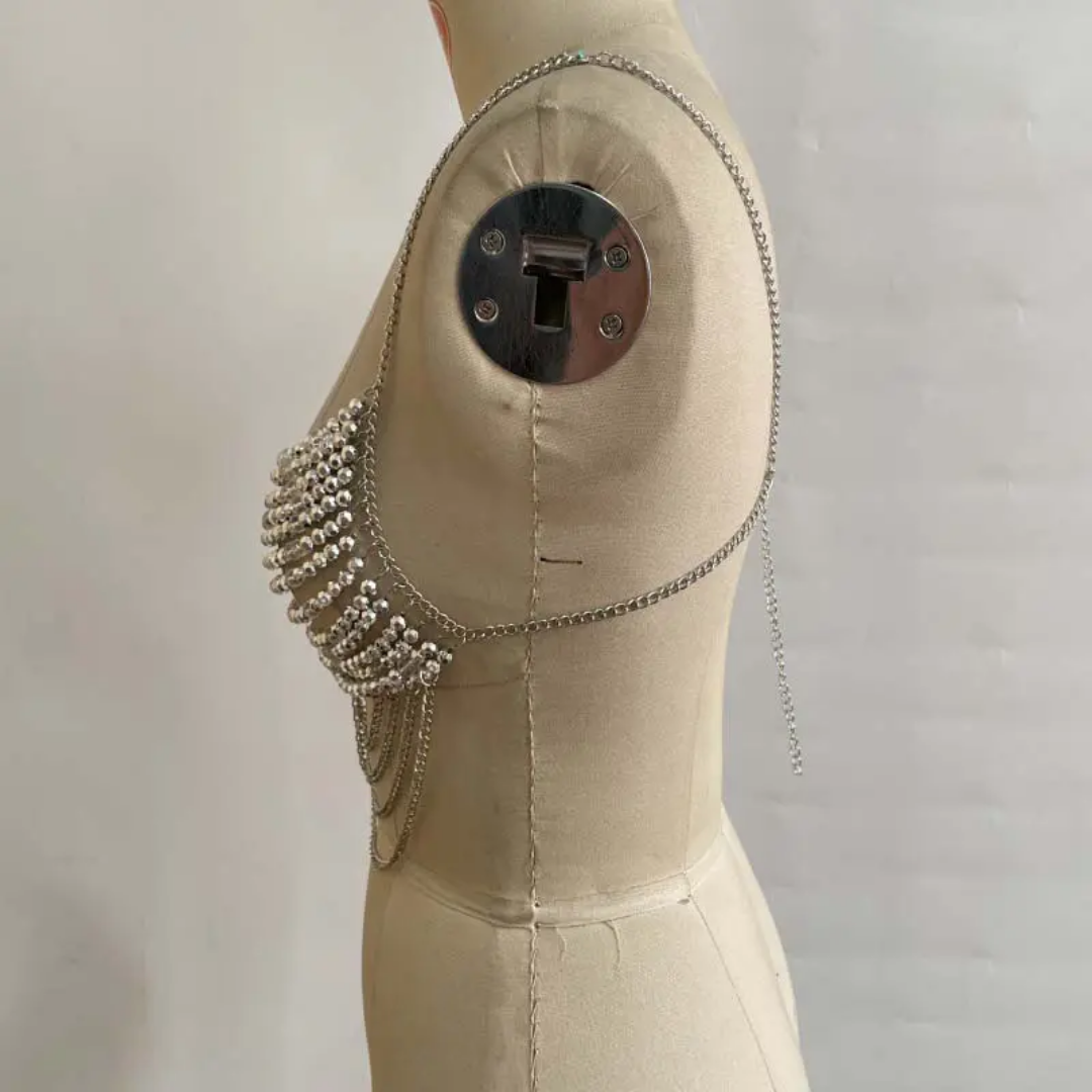 Silver bead bralette