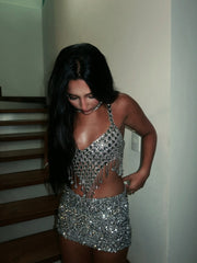 Silver Rhinestone Top