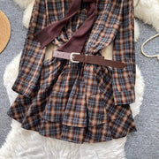 Casual Check Dress With Sweatshirt