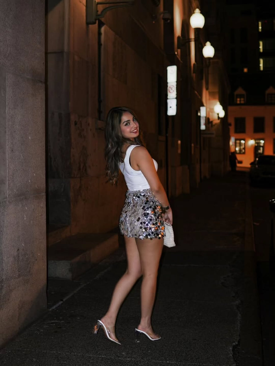 Silver Sequin Skirt