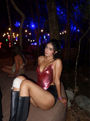 Shimmering Halter Neck Top