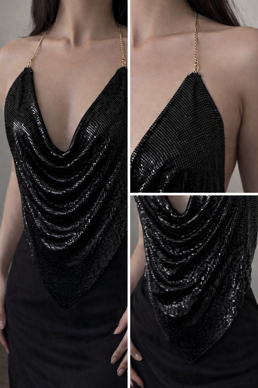 Shimmering Halter Neck Top