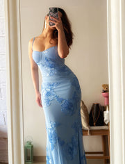 Embroidered Long Dress Sky Blue