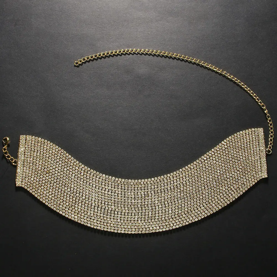 Gold and silver Rhinestone Chain Necklace