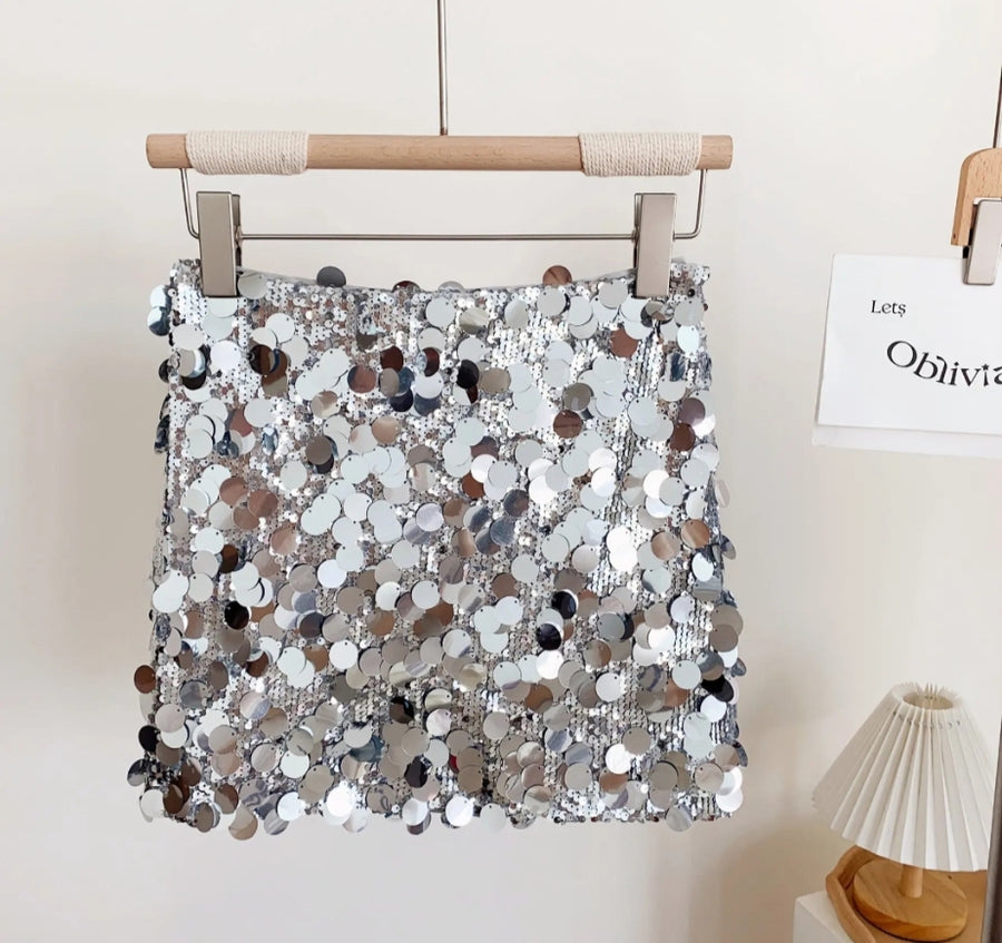 Silver Sequin Skirt
