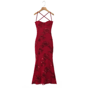Embroidered Long Dress Maroon