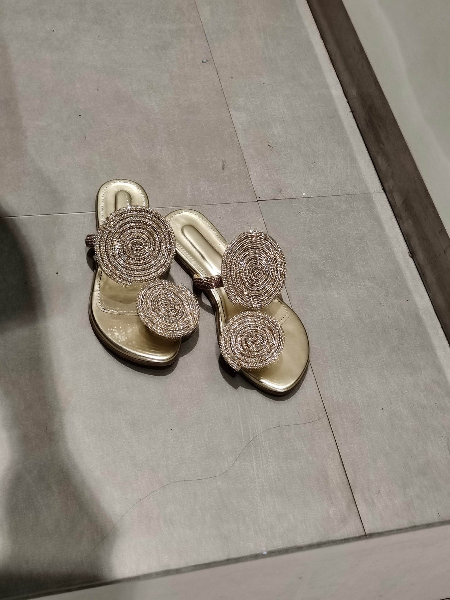 Rhinestone Party Sandals (Golden) - GPLT