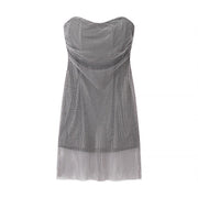 Short Rhinestone Grey Dress
