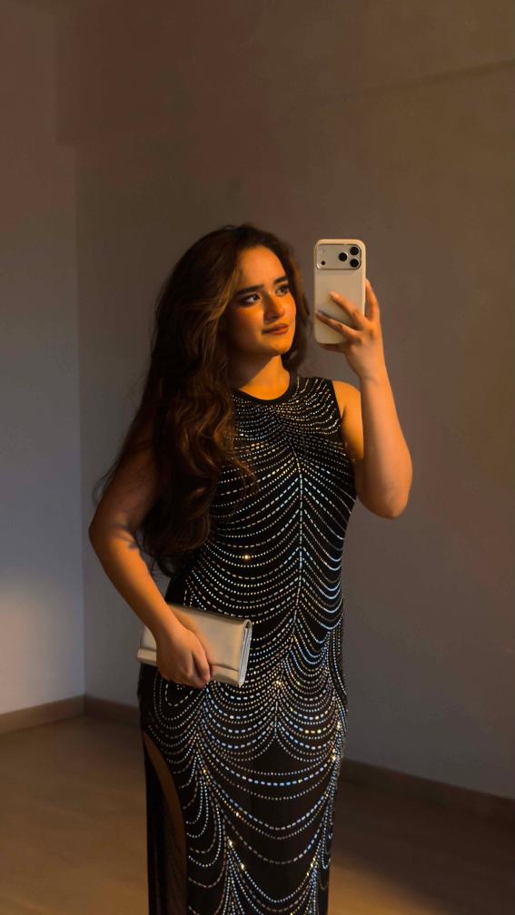 Black Rhinestone Dress