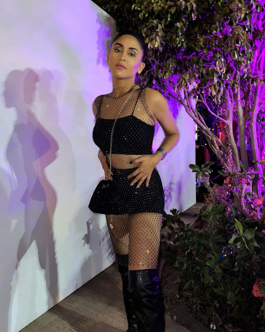 Rhinestone Mesh Dress