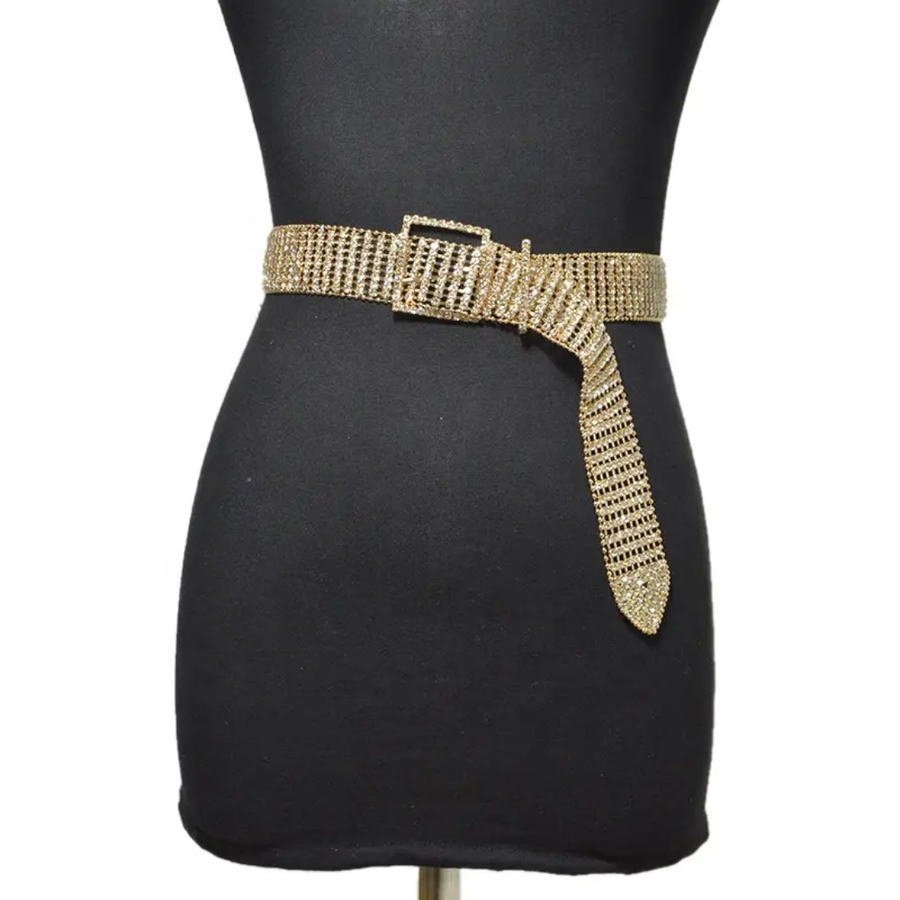 Rhinestone Lady Belt Golden