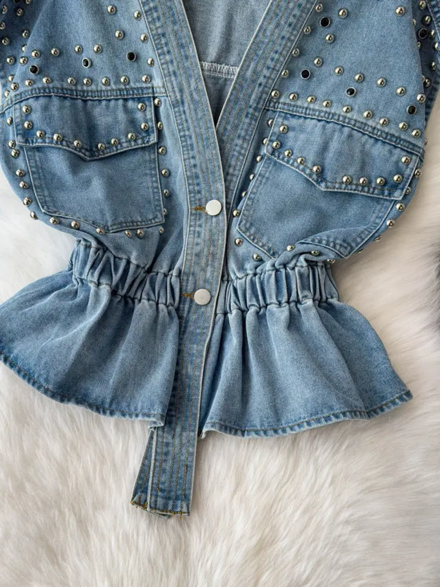 Studded Denim Top