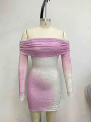 Pink Short Rhinestone Dress
