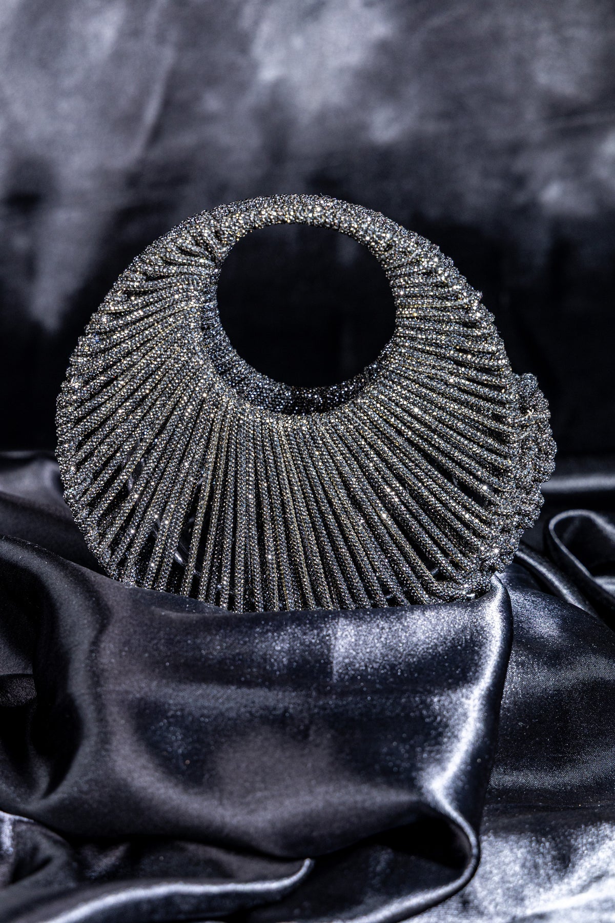 Rhinestone Silver String Bag