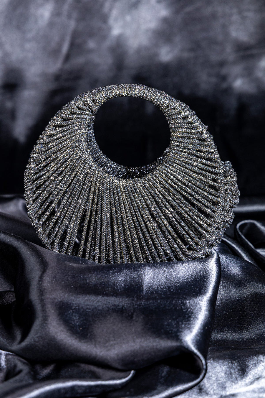 Rhinestone Silver String Bag