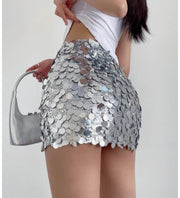 Silver Sequin Skirt