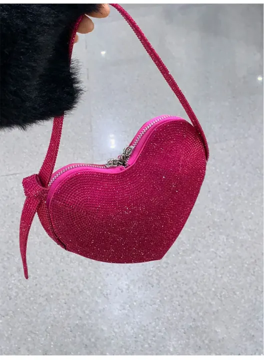 Rhinestone Heart Bag