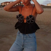 Black flower top