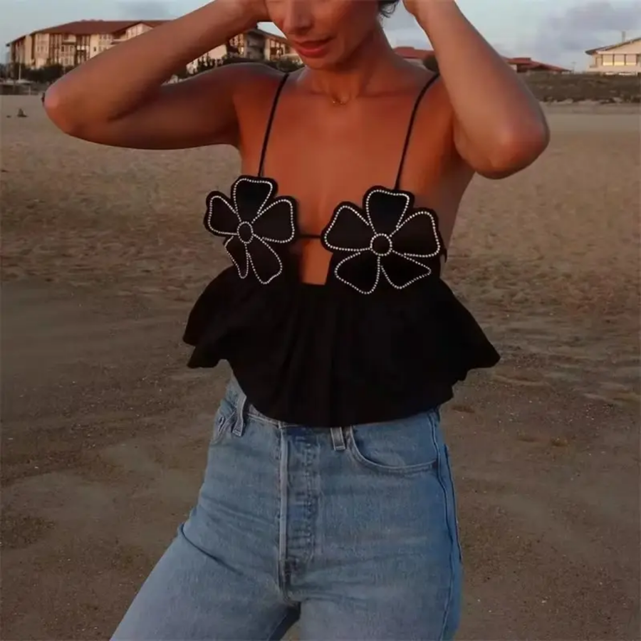 Black flower top