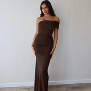 Brown Strapless Dress