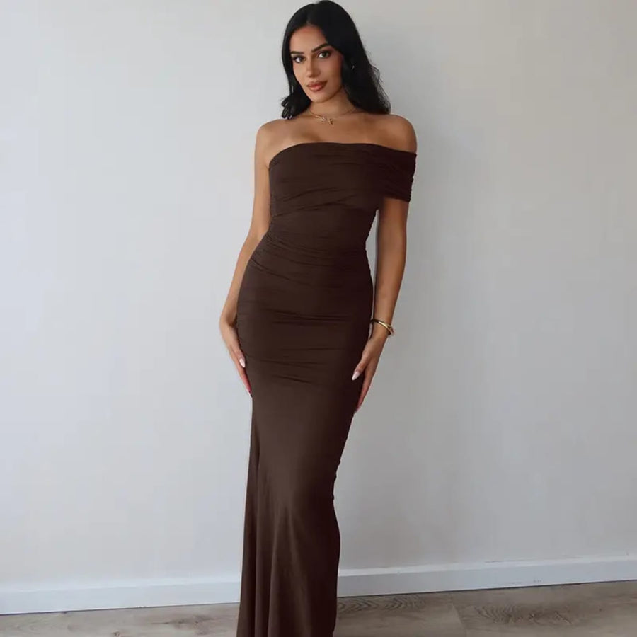 Brown Strapless Dress