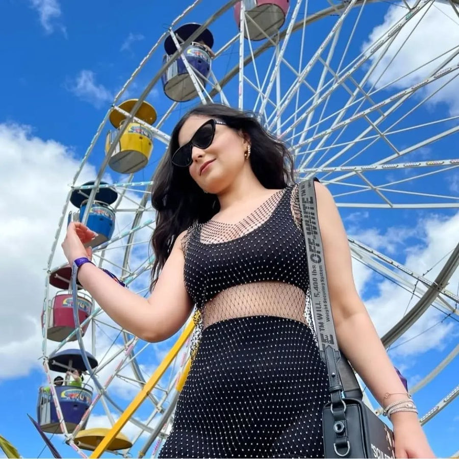 Rhinestone Mesh Dress