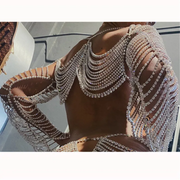 Rhinestone Shrug Sleeves Top