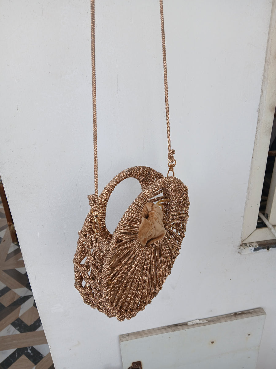 Rhinestone Silver String Bag