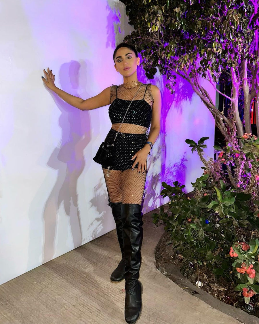 Rhinestone Mesh Dress