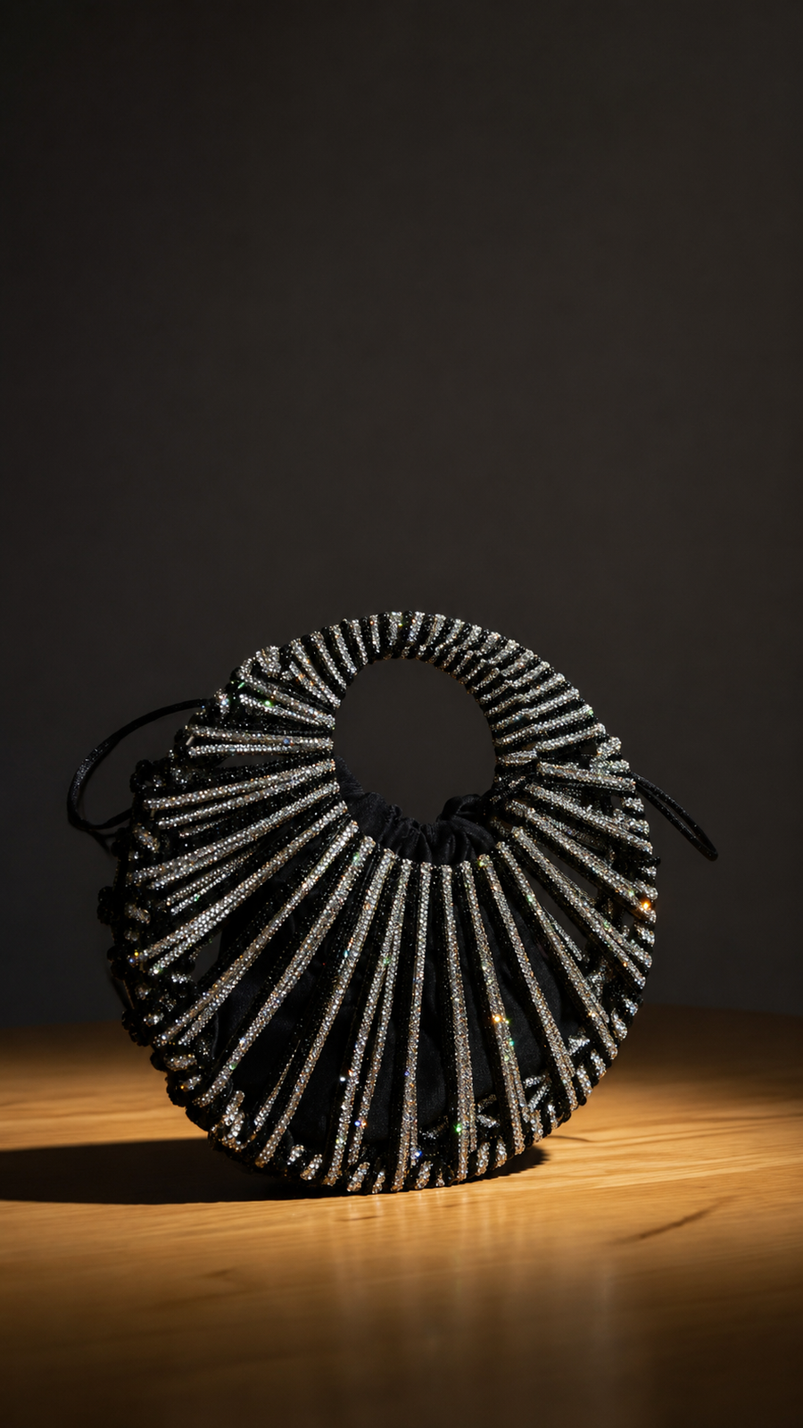 Rhinestone Silver String Bag