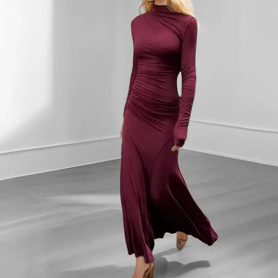Burgundy Full sleeves Dress