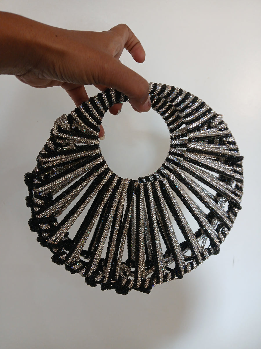 Rhinestone Silver String Bag