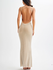 Rhinestone Full length Dress White