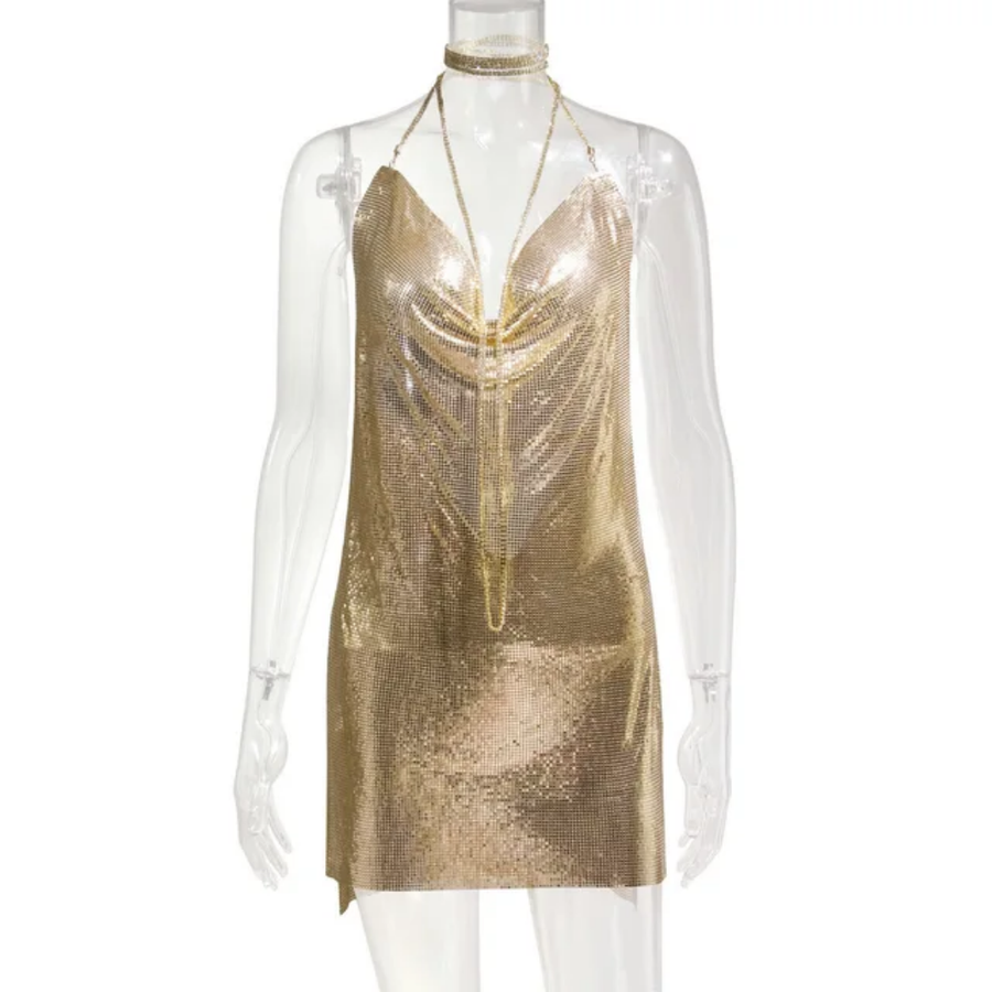 Gold Rhinestone Dress
